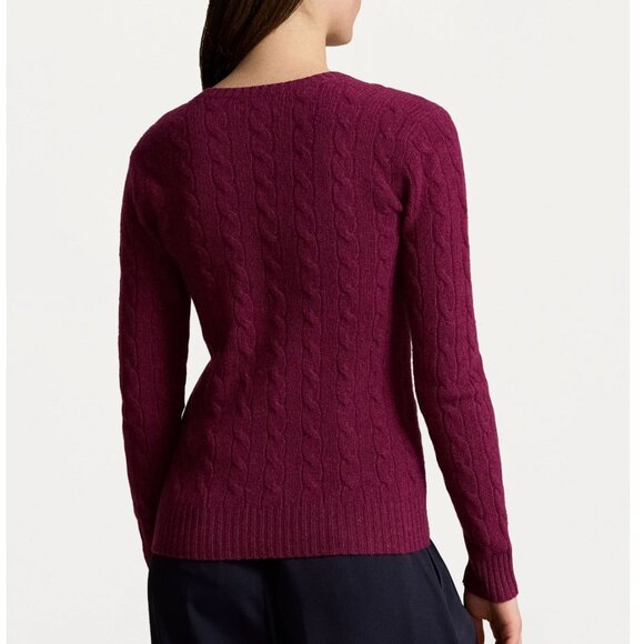 Polo Ralph Lauren Wool Cashmere Cable Knit V-Neck Sweater - Picture 2 of 5